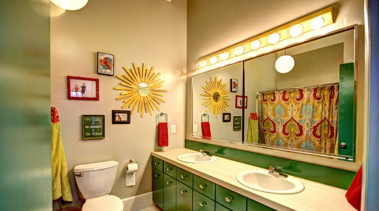 mid century bathroom art
