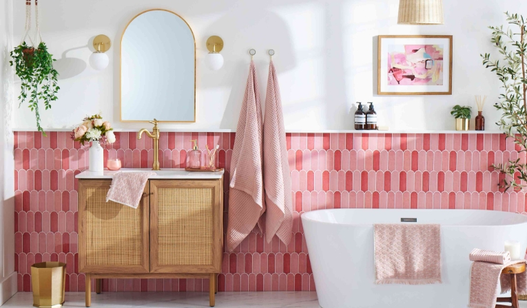 pink bathroom wall art