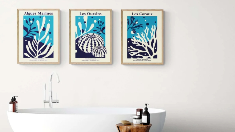 framed artwork for bathroom