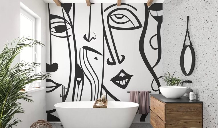 black bathroom wall art