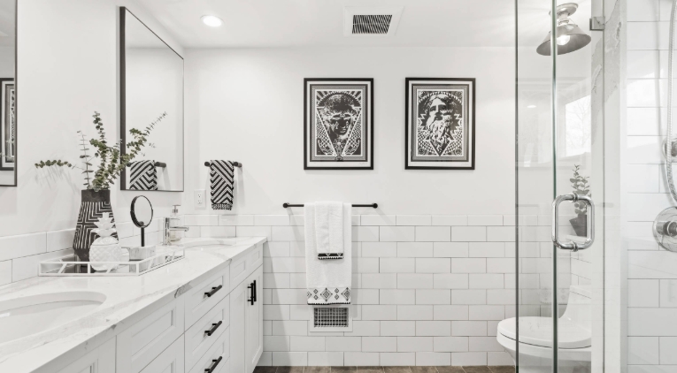 black and white artwork for bathroom