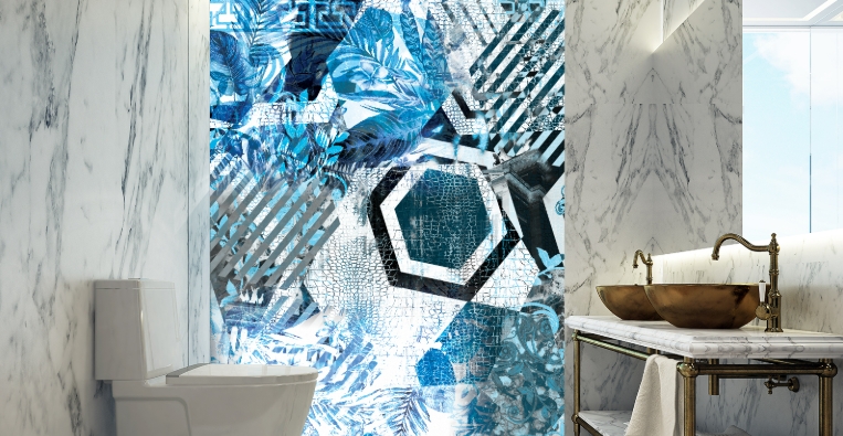 blue bathroom wall art