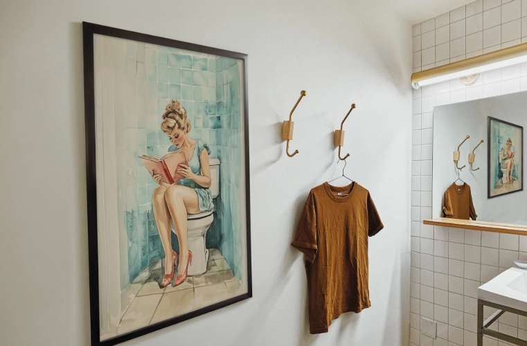 funny bathroom canvas art