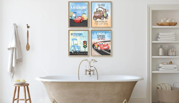 bathroom art framed