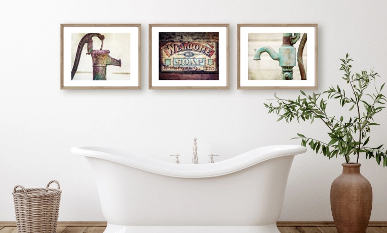 colorful bathroom wall art