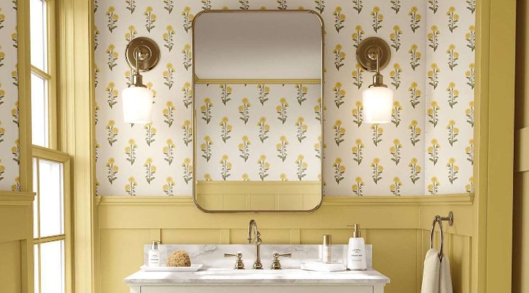 yellow bathroom wall art