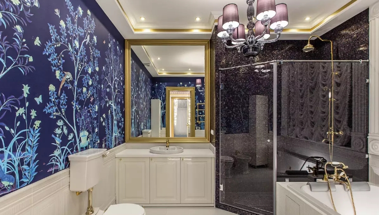 gold bathroom art