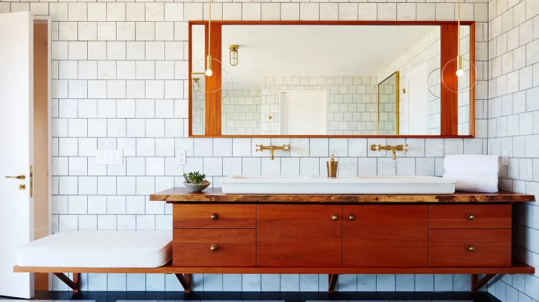 mid century modern bathroom wall art