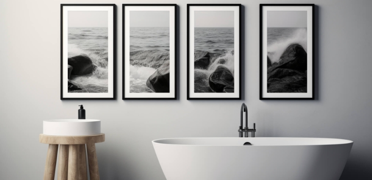 bathroom wall decor black and white