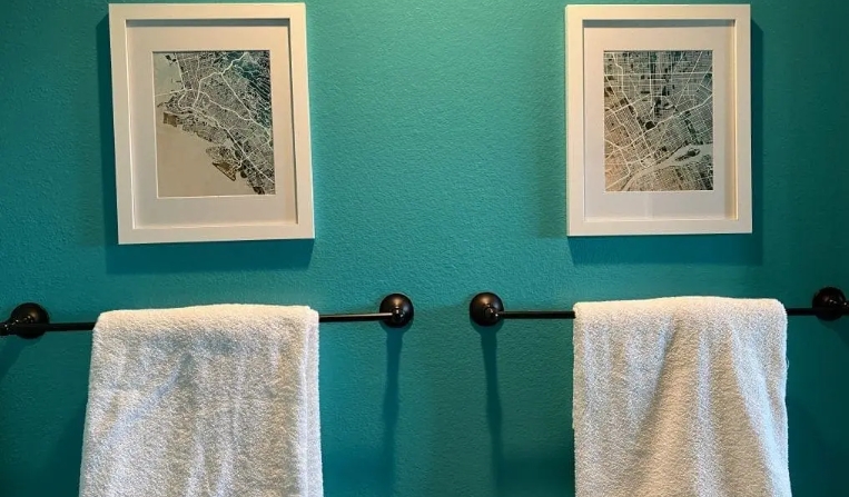 teal bathroom art