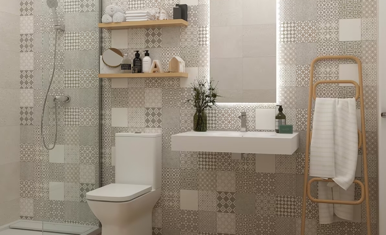 bathroom floating shelf decor
