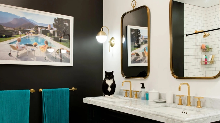black wall in bathroom