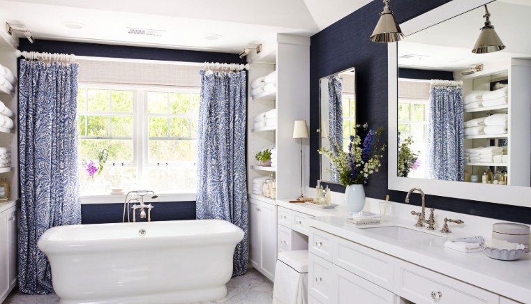 navy blue wall art for bathroom