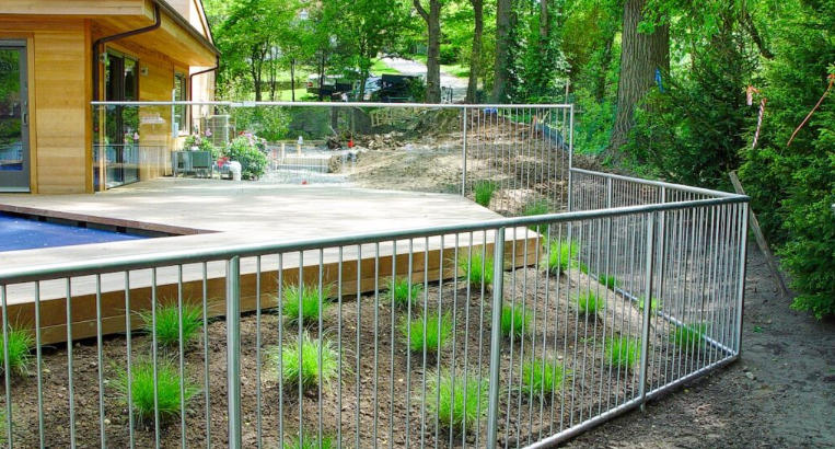 Front yard with creative fencing
