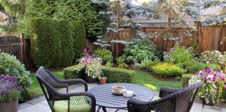 Front yard with outdoor artwork