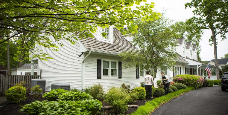 Front yard with eco-friendly landscaping