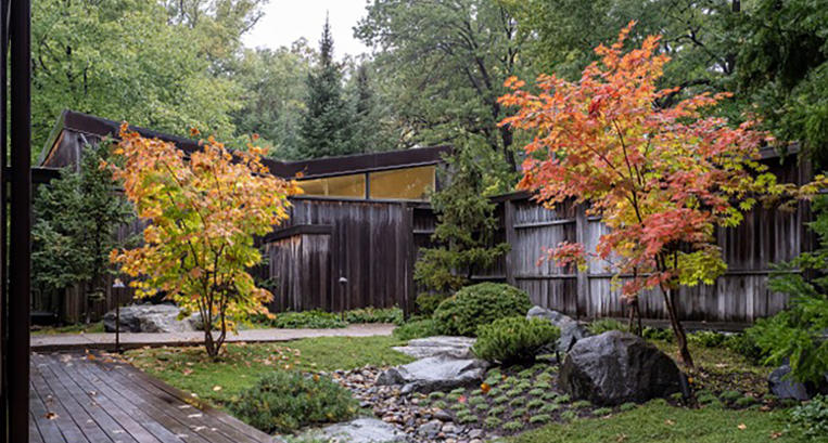 Front yard with a Zen garden