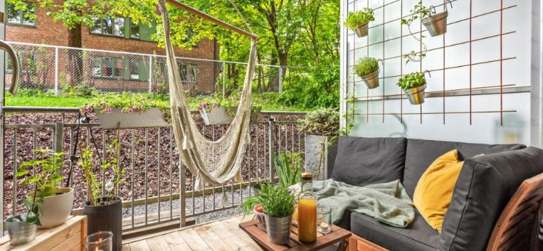 Boho Balcony Decor with Hanging Planters