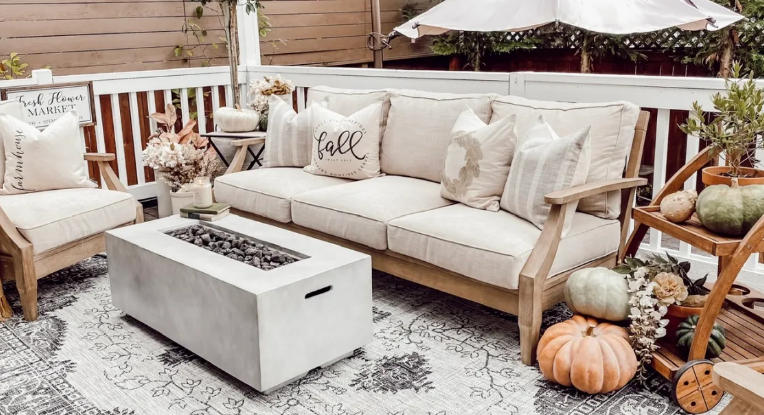 Boho Outdoor Decor with Layered Pillows