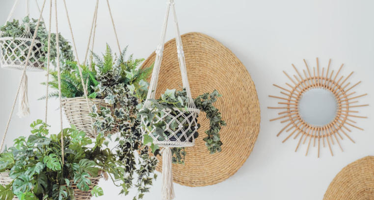 Boho Patio Decor with Macramé Plant Hangers