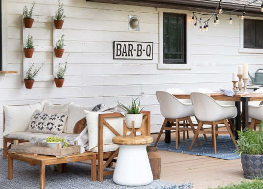Boho Patio Decor Mixing Old and New Items
