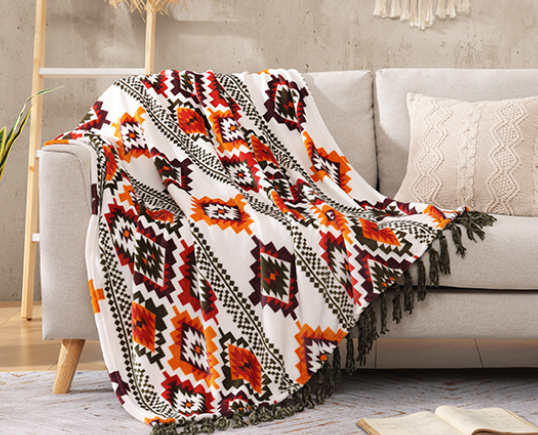 Boho Outdoor Decor Using Patterned Throw Blankets