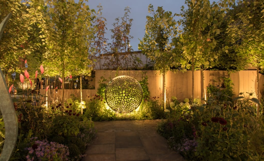 Spring Garden Ideas with Pathways and Garden Lighting