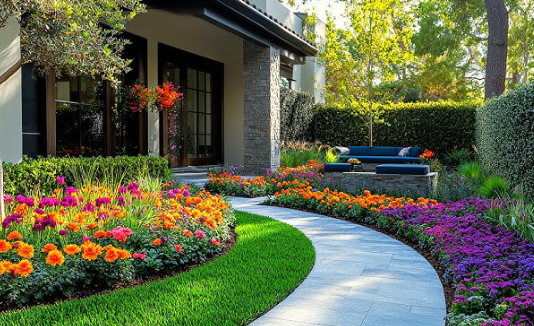 Spring Garden Ideas with Artistic Outdoor Garden Displays